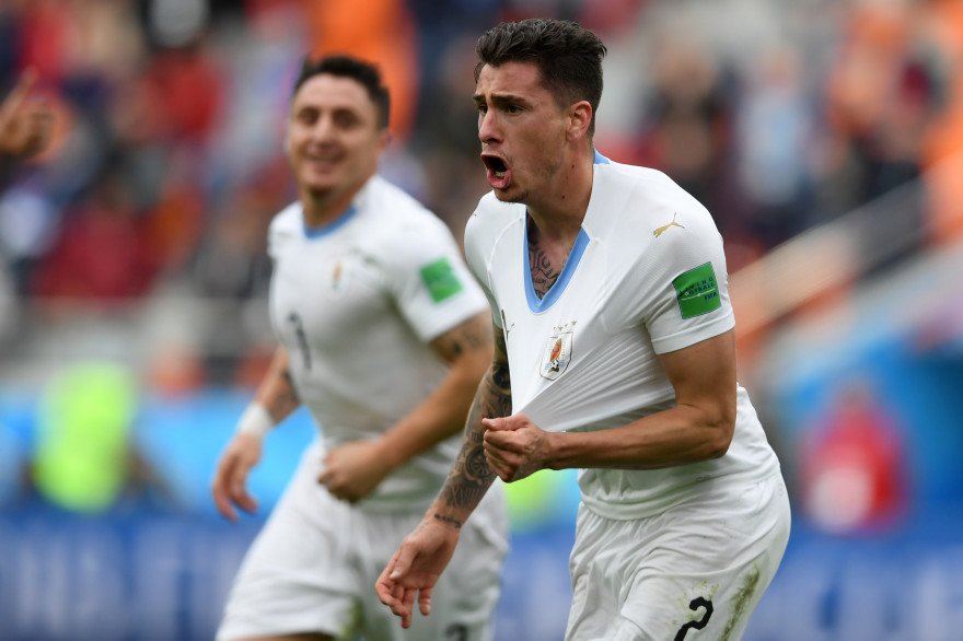 Le défenseur uruguayen Jose Gimenez a marqué l'unique but du mlatch, vendredi 15 juin 2018