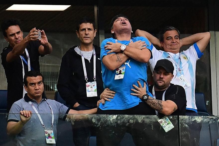Diego Maradona pendant le match Argentine-Nigéria