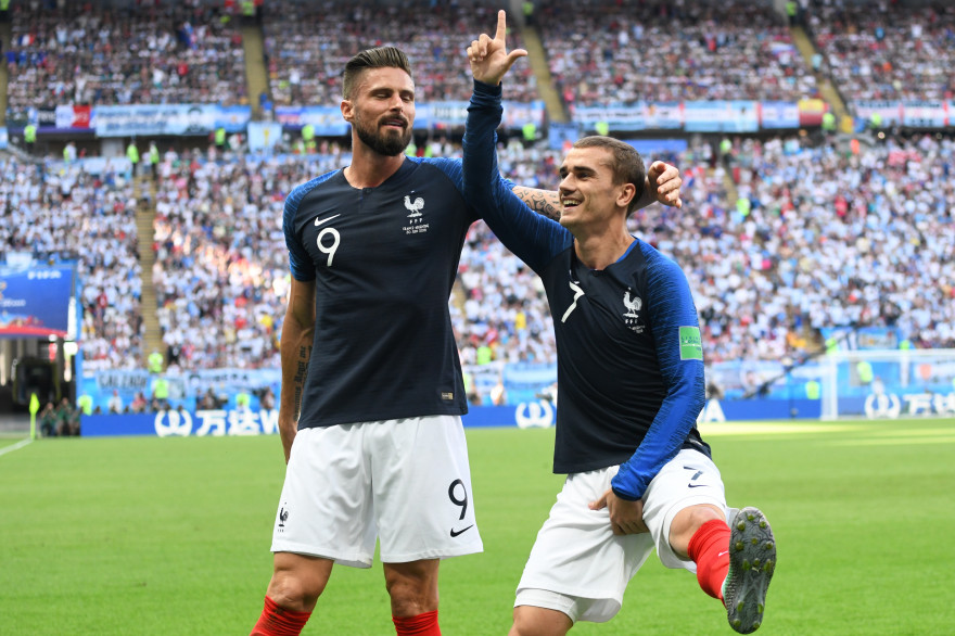 Antoine Griezmann, buteur face à l'Argentine, le 30 juin 2018 à Kazan