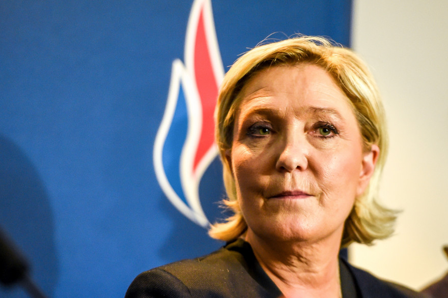 Marine Le Pen, lors du Congrès du FN à Lille le samedi 10 mars 2018