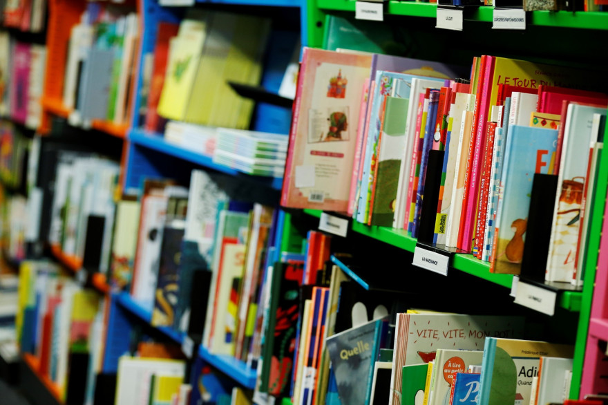 Des livres pour enfants dans une bibliothèque (illustration)