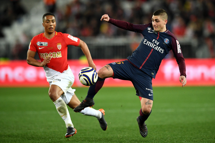 Youri Tielmans et Marco Verratti, le 31 mars 2018 au Stade de France