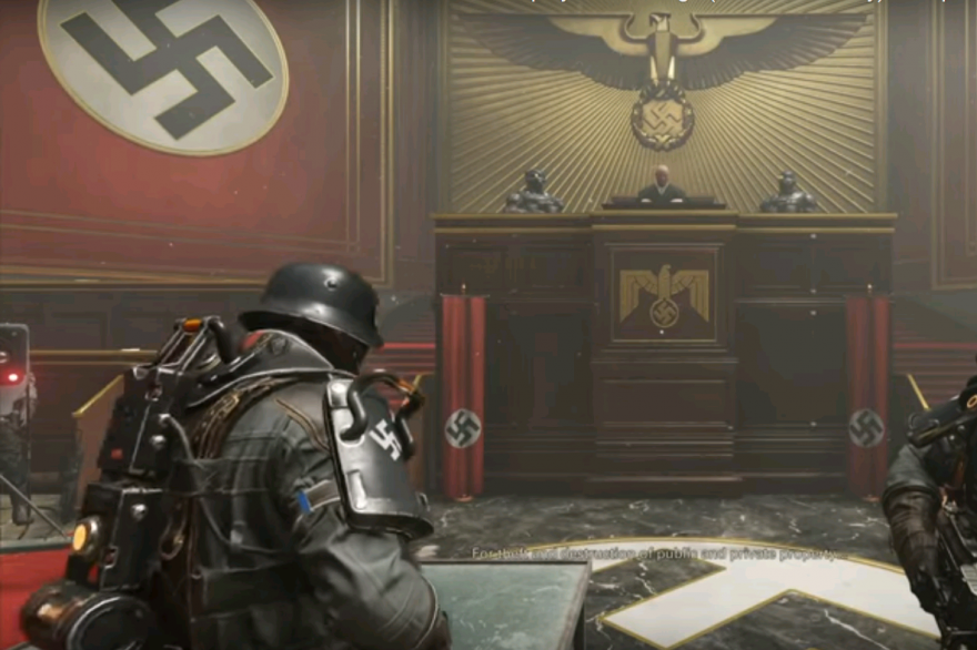 Dans "Wolfenstein II : The New Colossus", les personnages principaux doivent se battre contre le IIIe Reich.