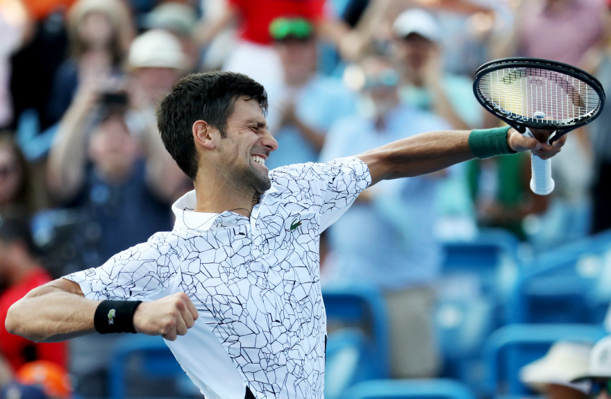 Novak Djokovic après sa victoire en finale du Masters 1000 de Cincinnati, le 19 août 2018