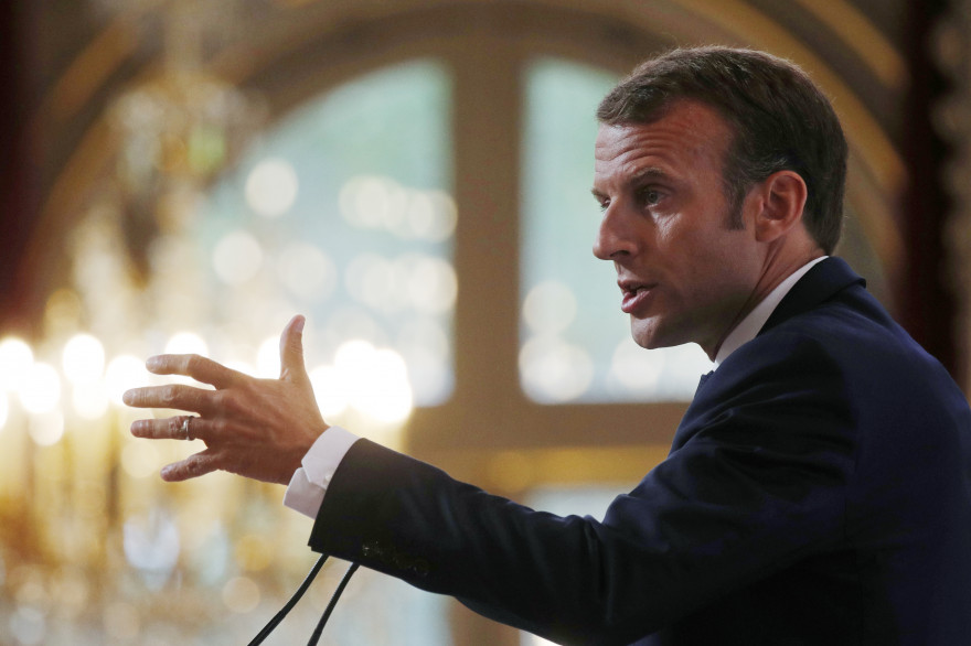 Emmanuel Macron à l'Élysée le 27 août 2018 lors de la conférence devant les parlementaires