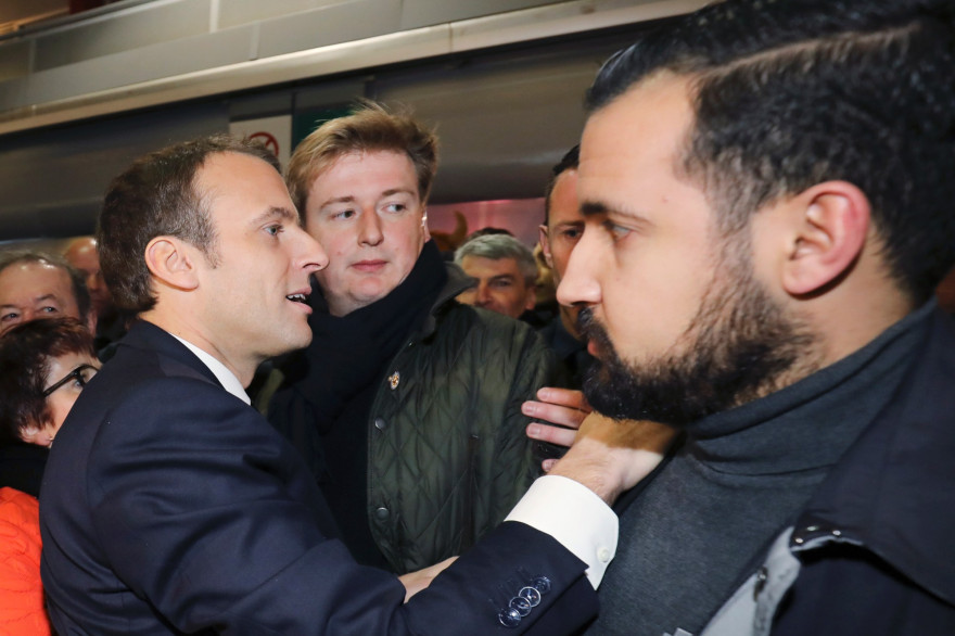 Emmanuel Macron, Francois-Xavier Lauch et Alexandre Benalla, le 24 février 2018