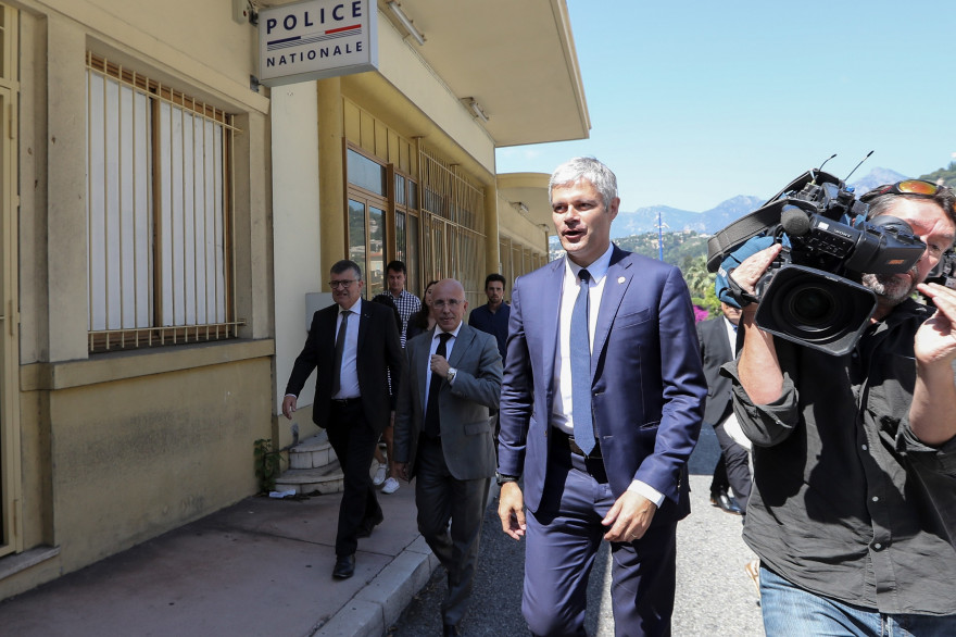 Laurent Wauquiez visite des locaux de la police aux frontières en juin 2018 (illustration)