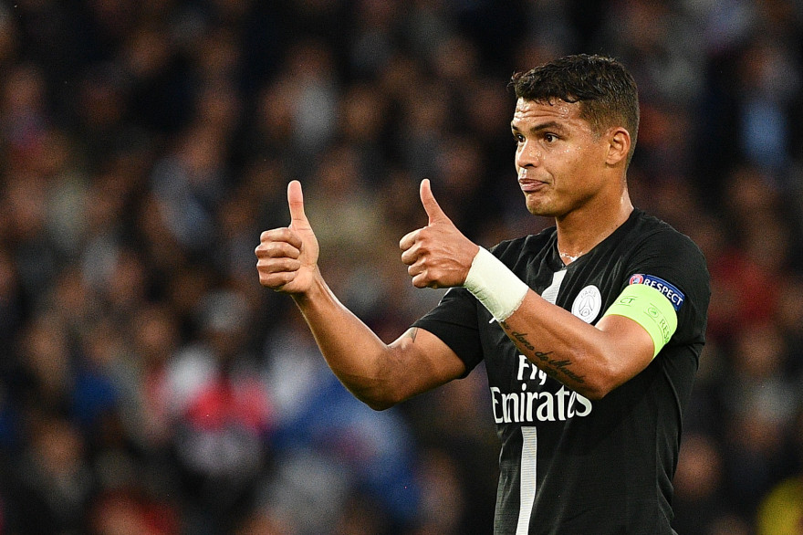 Le défenseur du PSG Thiago Silva au Parc des Princes le 3 octobre 2018