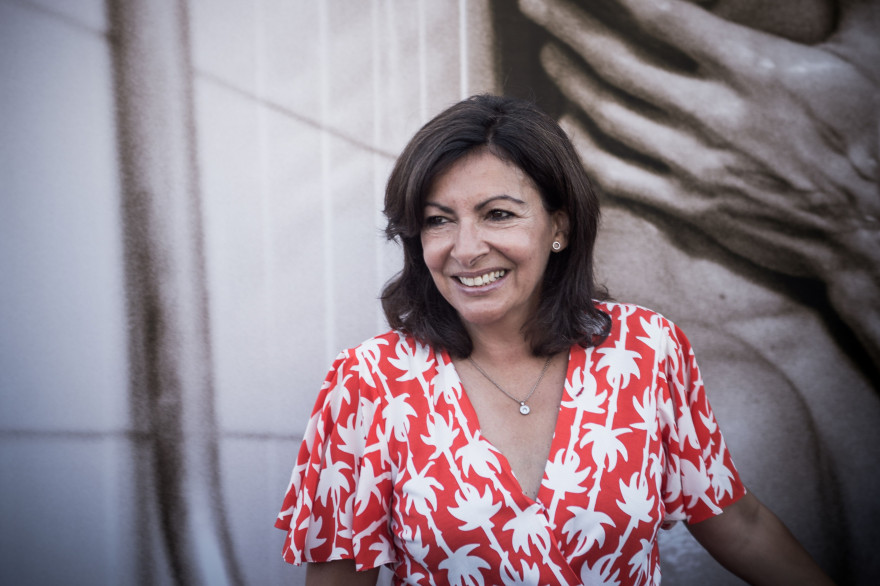 Anne Hildago lors de l'inauguration du village des Gay Games 2018 sur le Parvis de l'Hotel de Ville, le 4 août 2018 à Paris