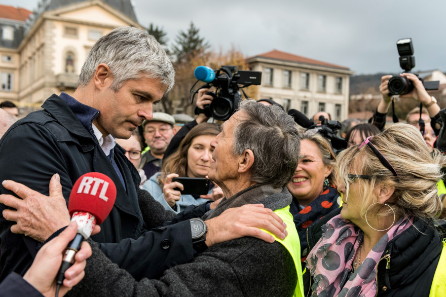 Laurent Wauquiez est venu soutenir les "gilets jaunes" au Puy-en-Velay