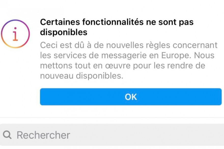 Depuis quelques jours, les utilisateurs européens de Messenger et Instagram ont reçu ce message