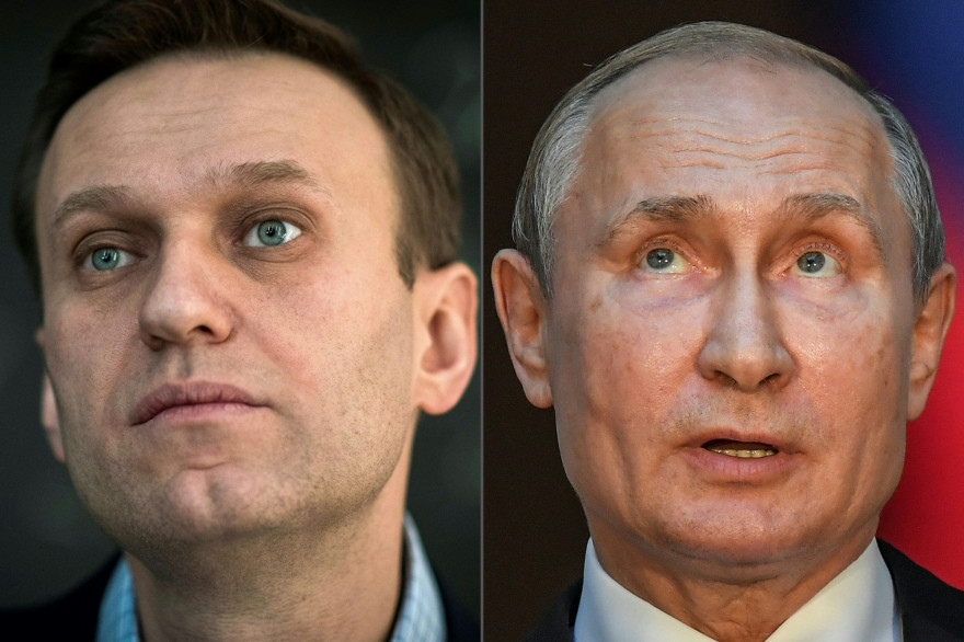 L'opposant politique Alexeï Navalny et le président russe Vladimir Poutine.