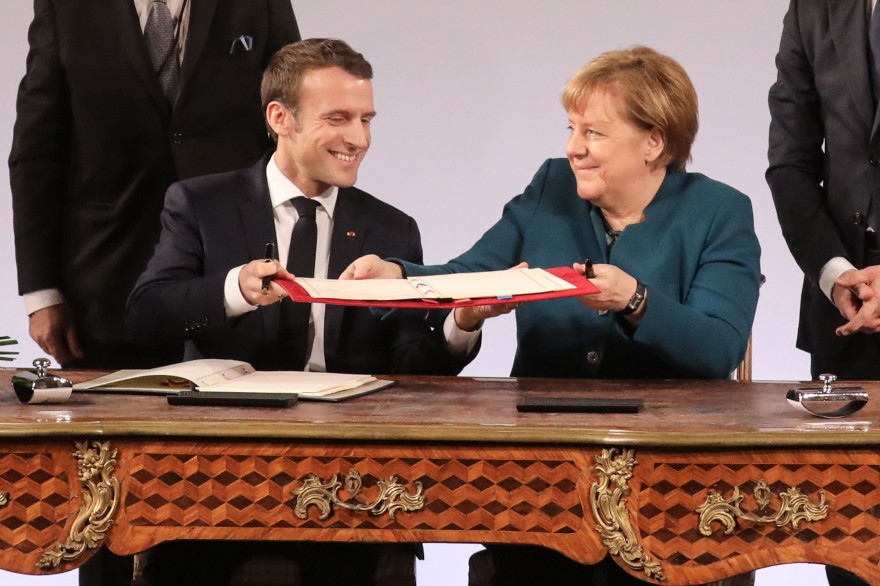 Emmanuel Macron et Angela Merkel à Aix-la-Chapelle le 22 janvier 2019
