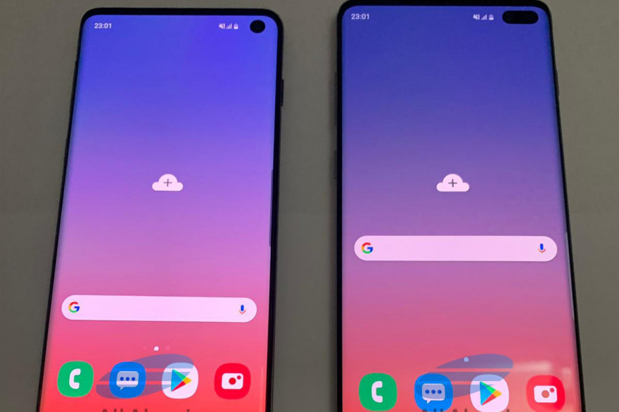 Photo supposée de prototypes de Galaxy S10 et S10+ publiée par le site allemand AllAboutSamsung
