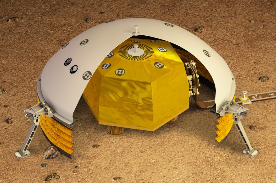 Le bouclier WTS protège le sismomètre SEIS du vent et des contrastes de températures à la surface de Mars