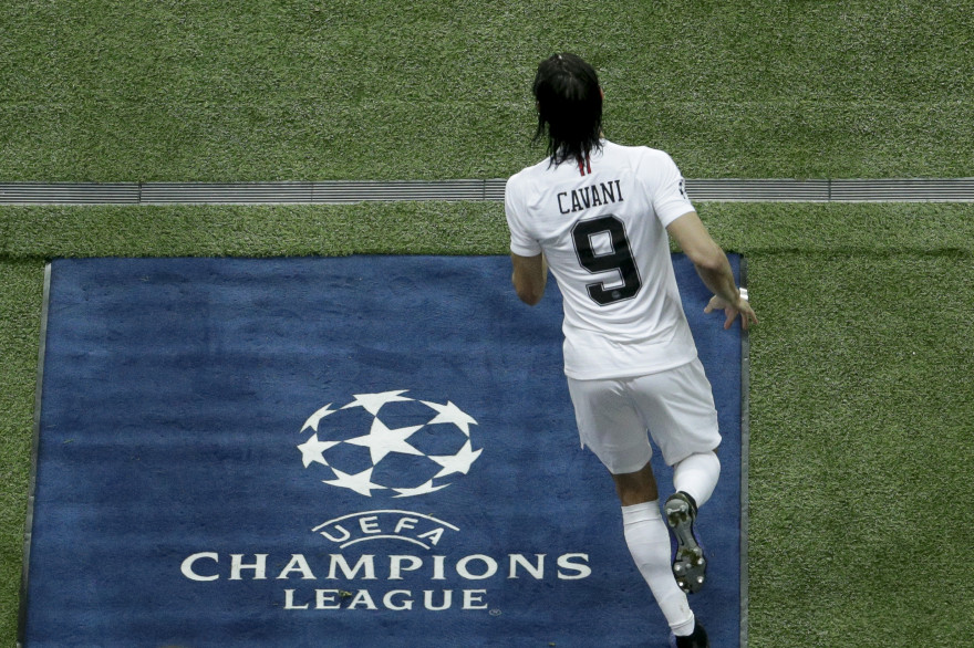 Edinson Cavani avec le PSG le 28 novembre 2018 au Parc des Princes