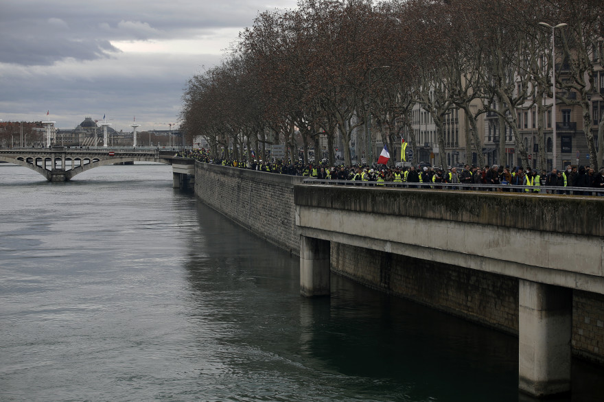 Des "gilets jaunes" mobilisés à Lyon, le 17 février 2019