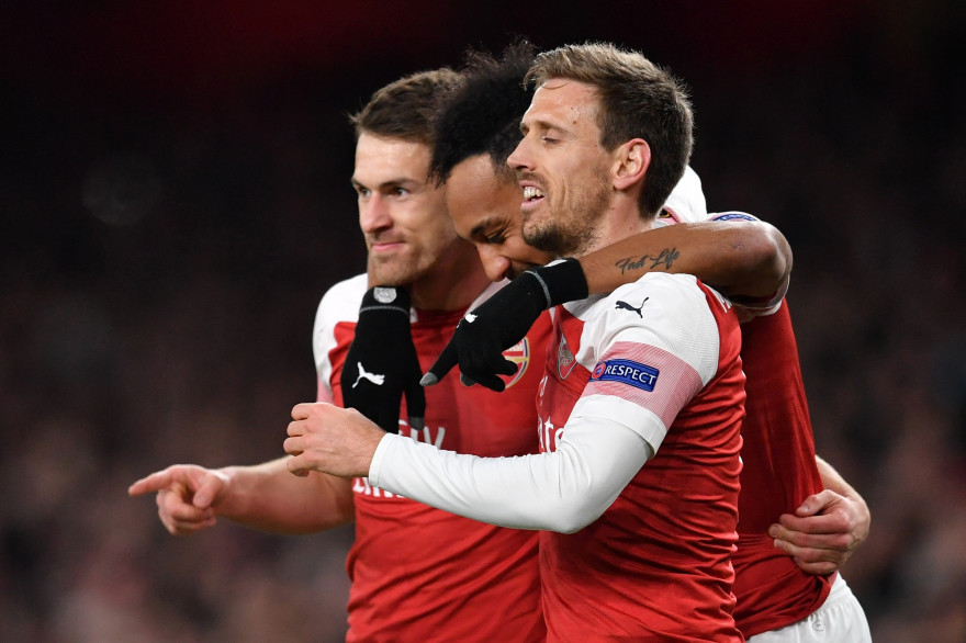 Aaron Ramsey à droite lors d'Arsenal-Naples, le 11 avril 2019 à Londres