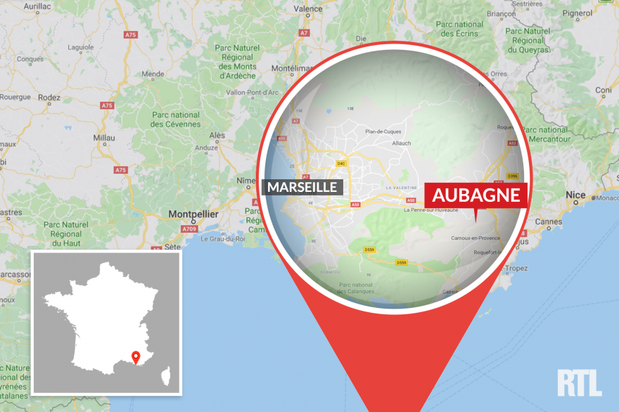 La ville d'Aubagne, près de Marseille