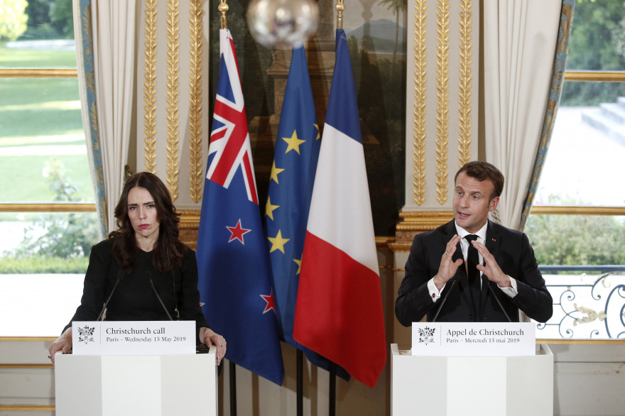 La première ministre néo-zélandaise Jacinda Ardern et le président français Emmanuel Macron, à l'Élysée le 15 mai 2019