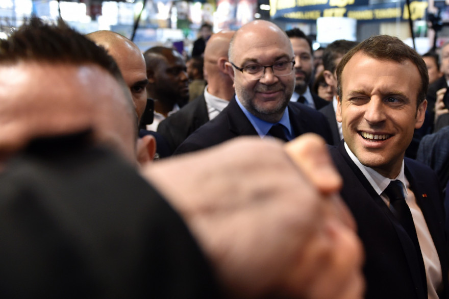 Stéphane Travert et Emmanuel Macron, le 24 février 2018