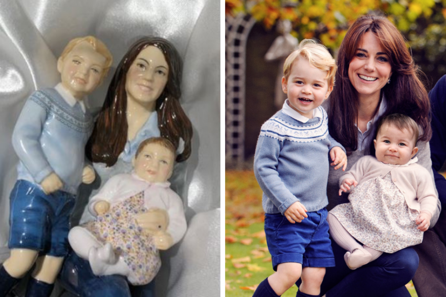 La figurine en porcelaine s'inspire d'une célèbre photo de famille de la duchesse