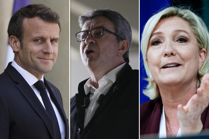 Emmanuel Macron, Jean-Luc Mélenchon et Marine Le Pen