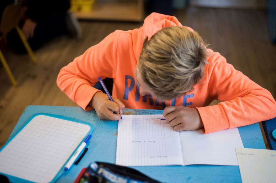 Un élève le jour de la rentrée scolaire, 3 septembre 2018