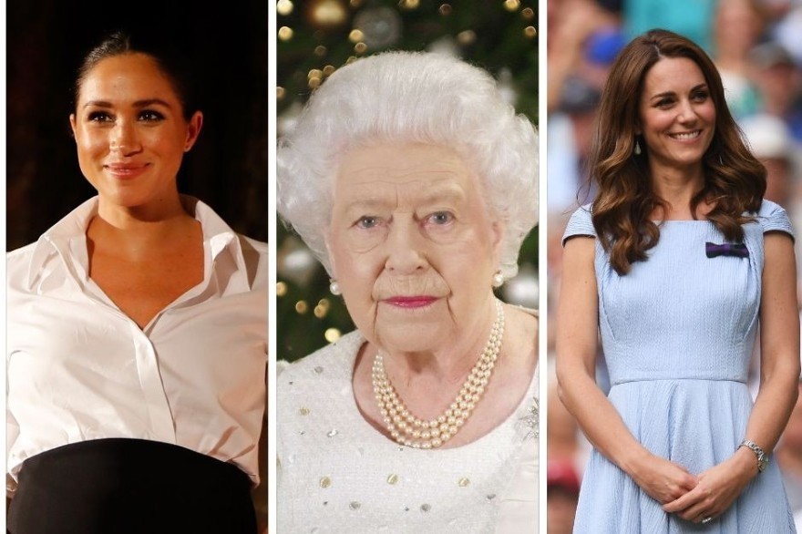 Meghan Markle, la reine Elizabeth II et Kate Middletona
