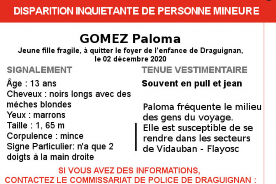 Paloma Gomez, 13 ans, est activement recherchée par les enquêteurs.