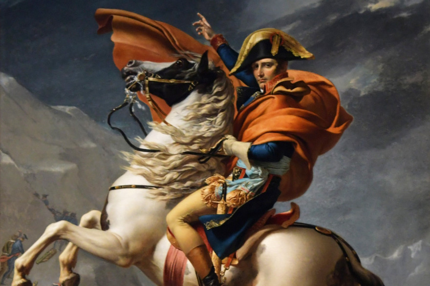 "Bonaparte franchissant le Grand-Saint-Bernard" de Jacques-Louis David (illustration)