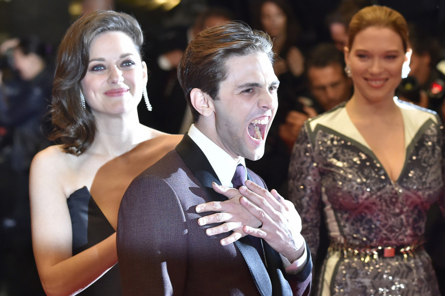 Marion Cotillard, Xavier Dolan et Léa Seydoux au festival de Cannes le 19 mai 2016