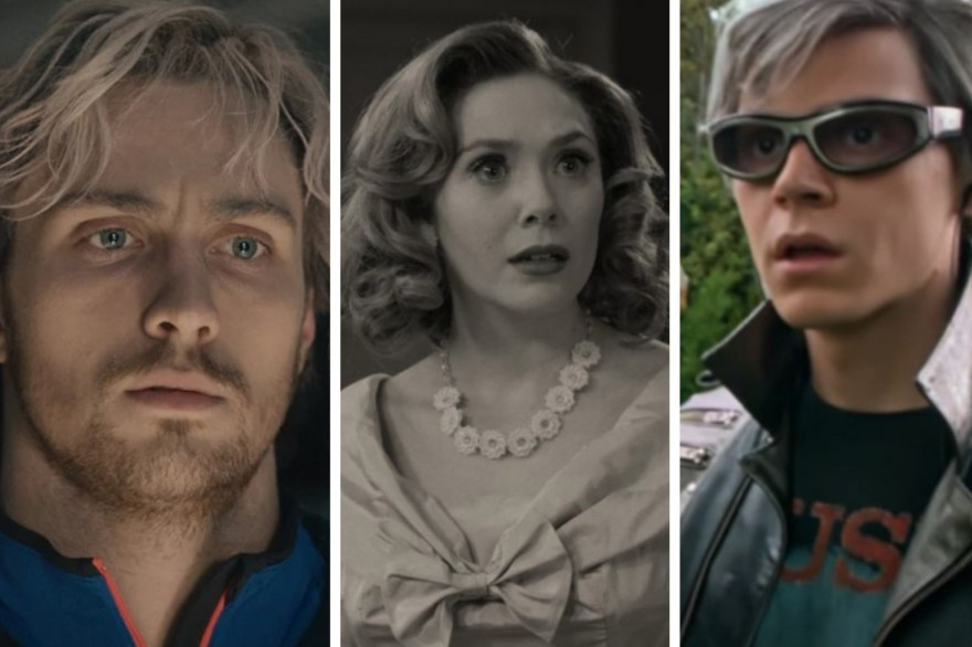Wanda Maximoff avec les deux interprètes de Pietro Maximoff