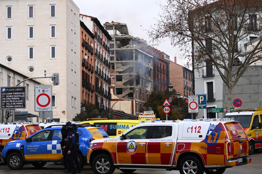 L'immeuble où a eu lieu l'explosion dans le centre de Madrid le 20 janvier.
