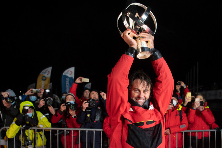 Yannick Bestaven aux Sables-d'Olonne le 28 janvier 2021