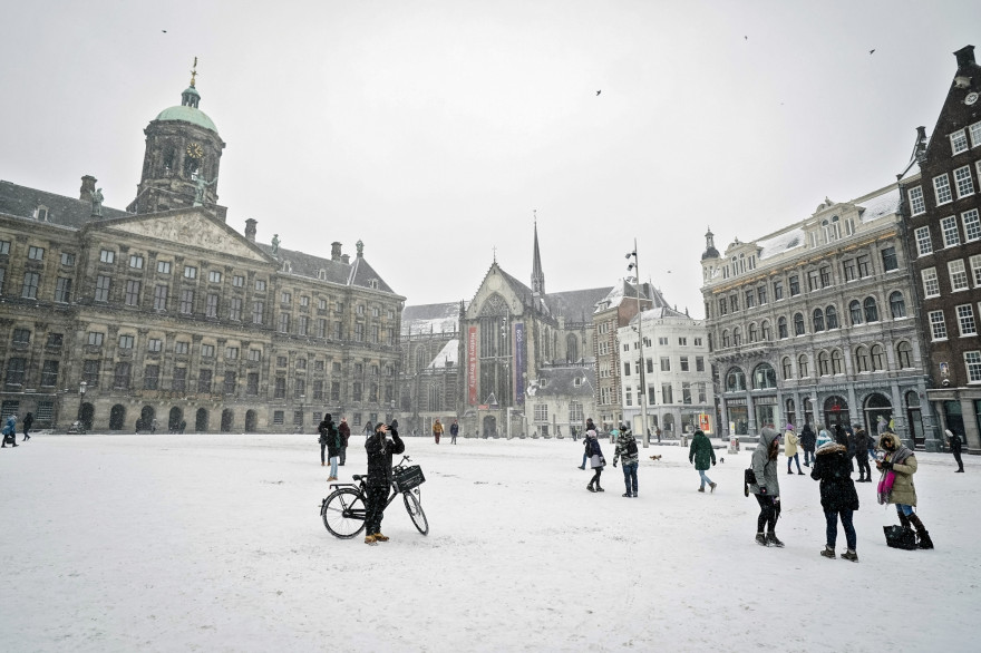 Amsterdam sous la neige, une première depuis 2010.