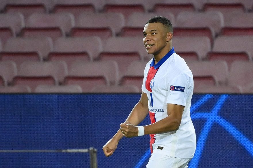 Kylian Mbappé, auteur d'un triplé contre le FC Barcelone en Ligue des champions le 16 février 2021