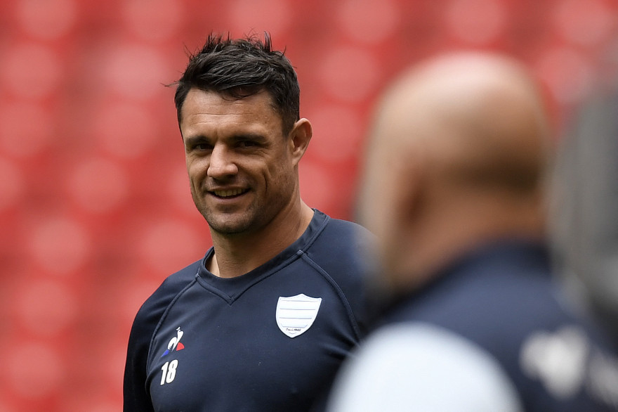 L'ouvreur néo-zélandais du Racing 92 Dan Carter à la veille de la finale de la Coupe des champions européens match de rugby à XV entre Leinster et Racing 92, le 11 mai 2018.
