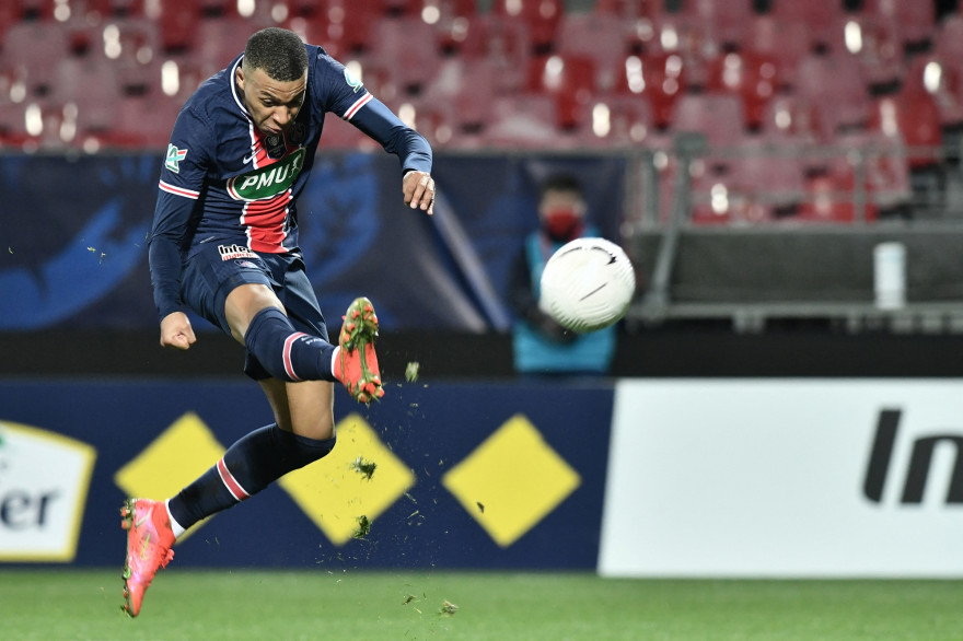 Kylian Mbappé avec le PSG à Brest le 6 mars 2021