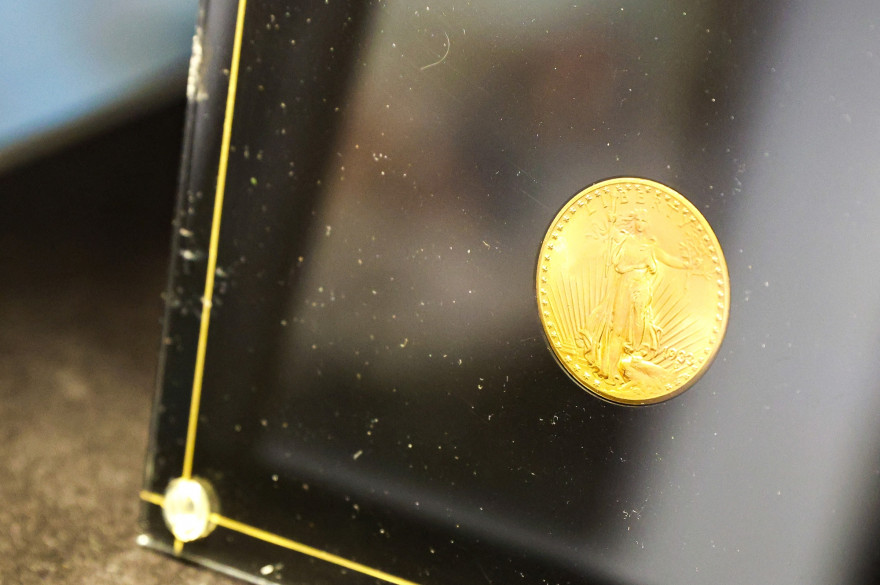 Une pièce en or, "Double Eagle", frappée par la Monnaie des Etats-Unis, en 1933