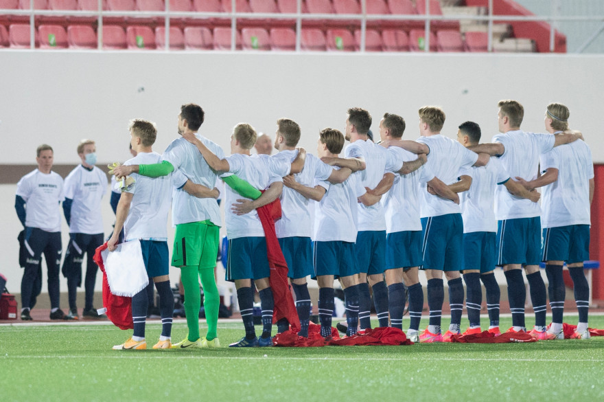 Les joueurs norvégiens, à Gibraltar le 24 mars 2021