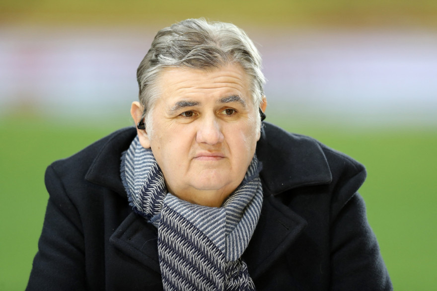 Pierre Ménès lors du match de L1 Monaco-Bordeaux le 2 mars 2018 à Monaco. (illustration)