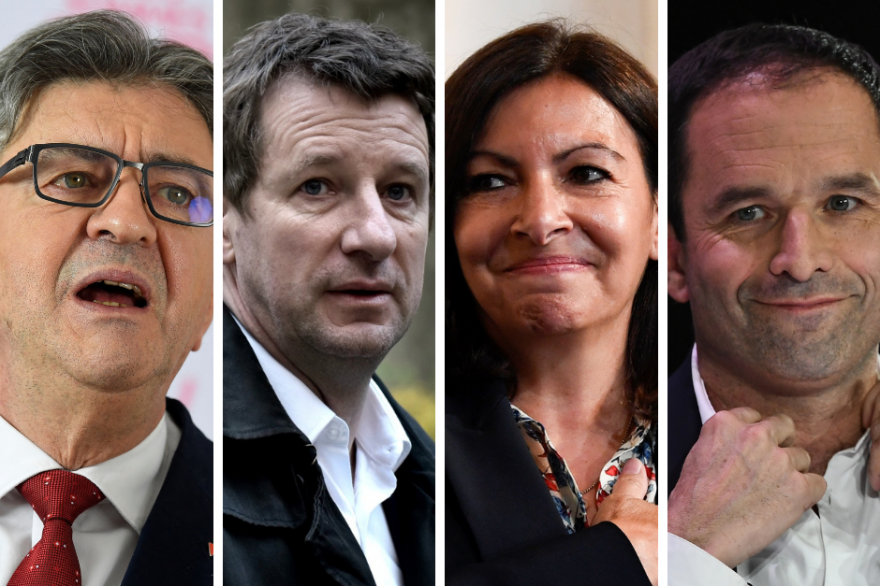 Jean-Luc Mélenchon, Yannick Jadot, Anne Hidalgo et Benoît Hamon