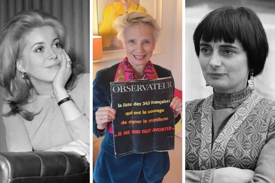 De gauche à droite : Catherine Deneuve, Claudine Monteil et Agnès Varda, signataires du "Manifeste des 343".