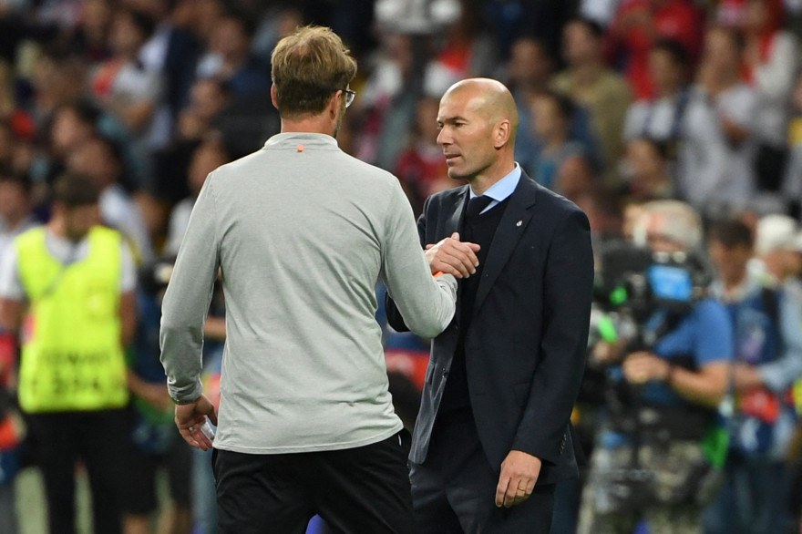 Jürgen Klopp et Zinédine Zidane à Kiev le 26 mai 2018