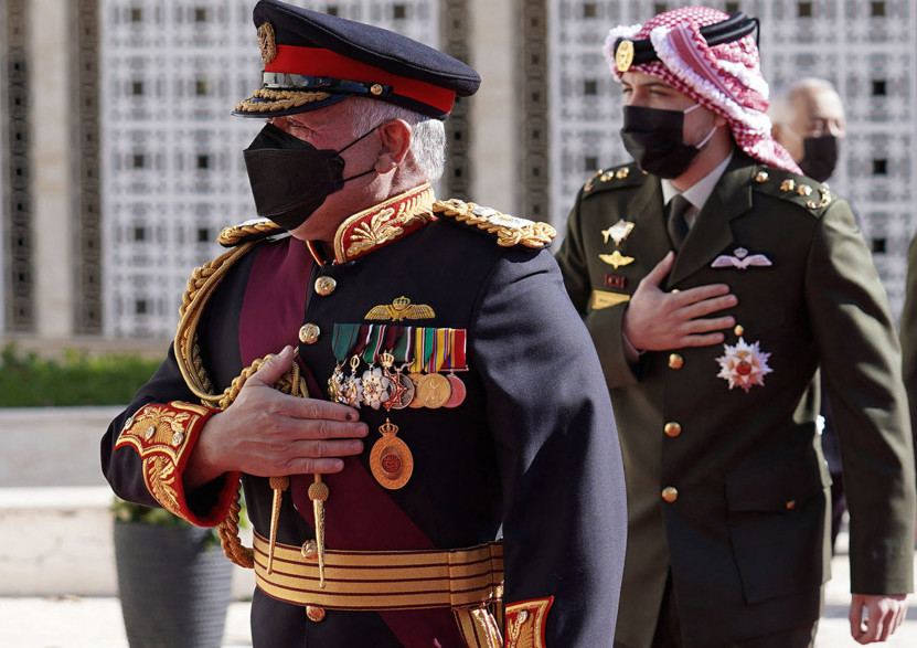 Le roi de Jordanie Abdallah II et son fils, le prince Hussein, le 10 décembre 2020