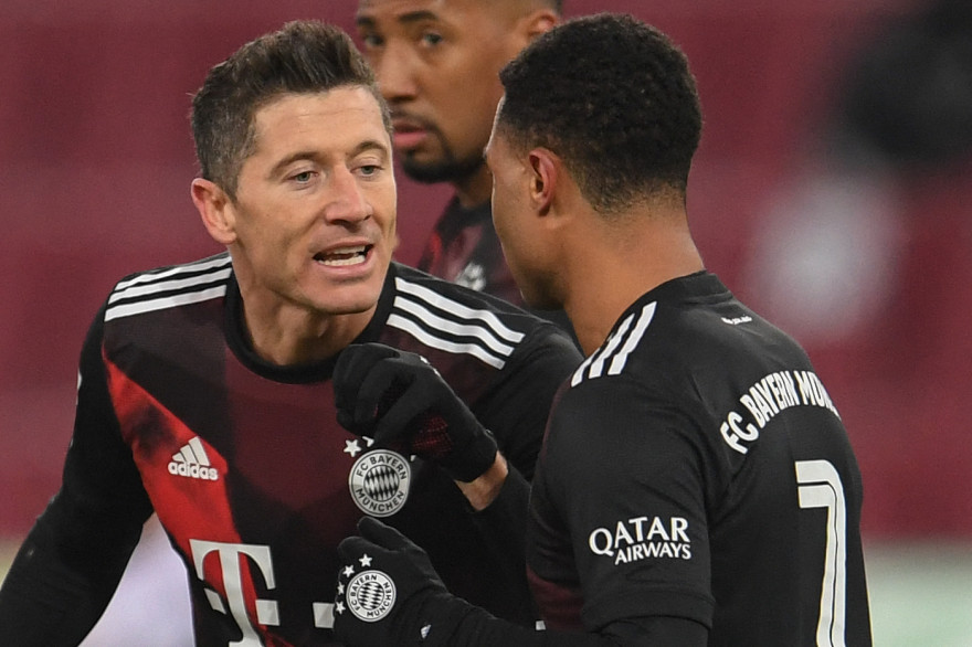 Robert Lewandowski et Serge Gnabry à Augsbourg le 20 janvier 2021