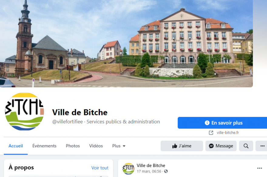 La page Facebook de la ville de Bitche a été rétablie le 13 avril 2021 après avoir été censurée par Facebook