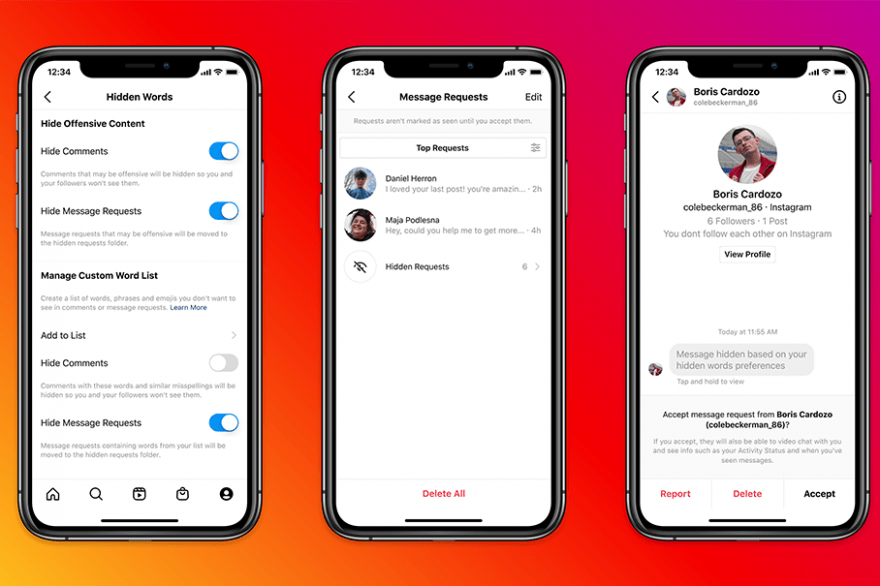 Les utilisateurs d'Instagram pourront définir une liste noire des expressions à bannir de leur messagerie privée