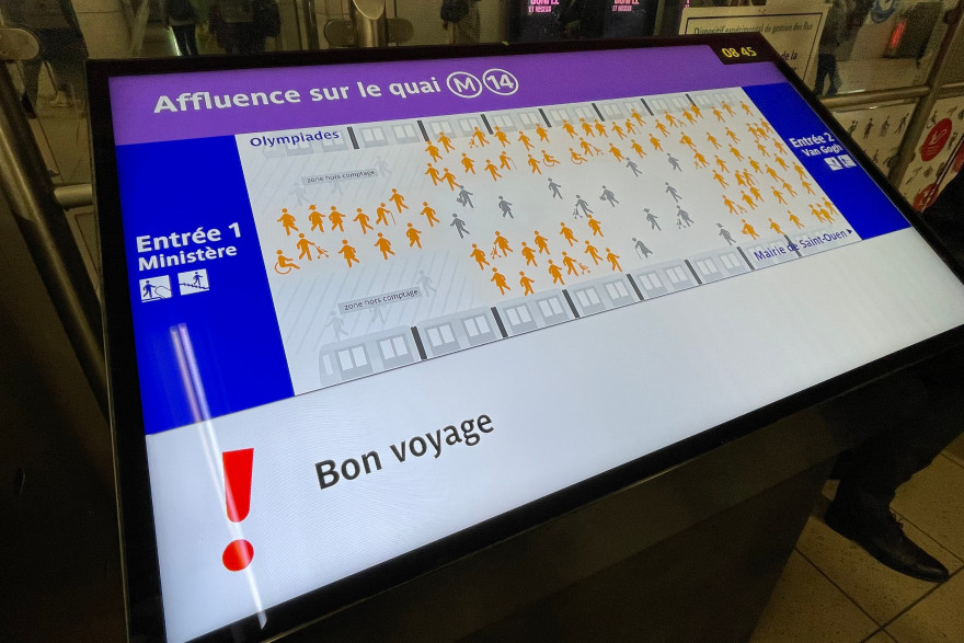 Dans la station Gare de Lyon, un écran informera quasi en temps réel les voyageurs de la densité de personnes sur le quai.